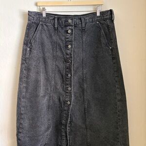 Washed black Denim Button-Front Skirt